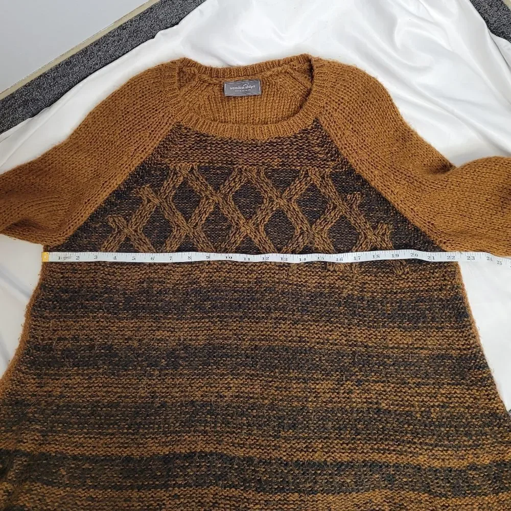 WOODEN SHIPS sweater rust color crew‎ neck oversized mohair blend S/M